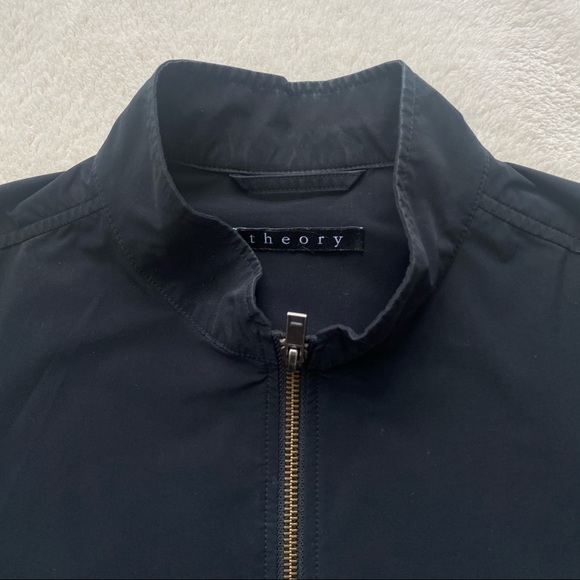 Theory Zip-Front Bomber Jacket Black Nylon - Picture 4 of 13